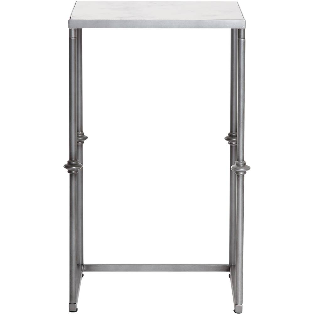 Front. Finch - Berlin Square Classic Marble Side Table - White.
