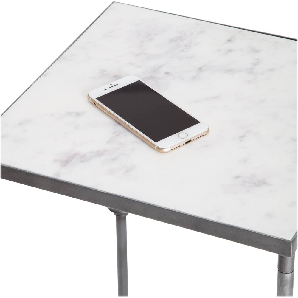 Alt View 13. Finch - Berlin Square Classic Marble Side Table - White.