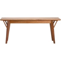 Finch - Stratford Rectangular Mid-Century Solid Mango Wood Backless Bench - Walnut Brown - Front_Zoom