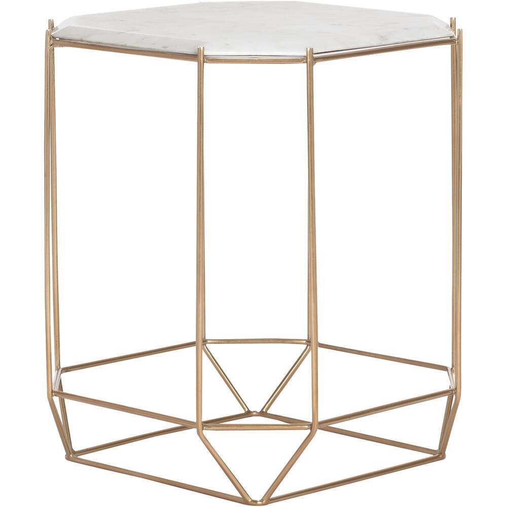 Front. Finch - Colton Granite/Solid Marble Accent Table - White.