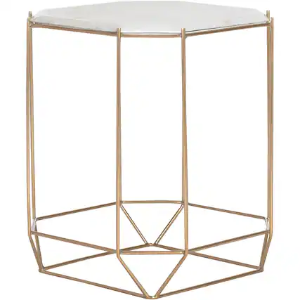 Front. Finch - Colton Granite/Solid Marble Accent Table - White.