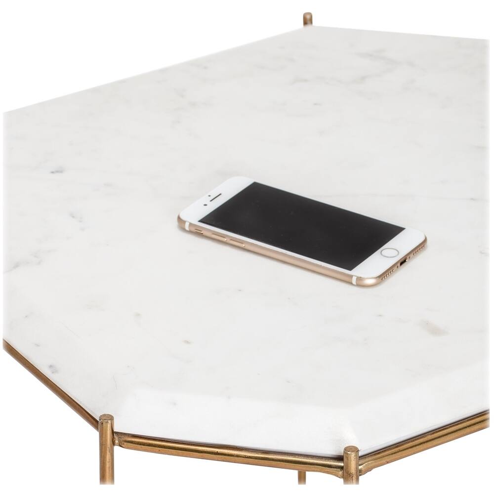Alt View 12. Finch - Colton Granite/Solid Marble Accent Table - White.