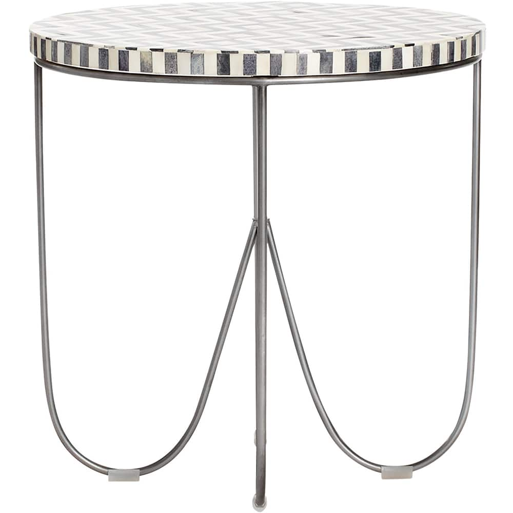 Angle View: Adore Decor - Zahra Round Modern Bone Side Table - Black/White