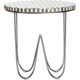 Adore Decor - Zahra Round Modern Bone Side Table - Black/White