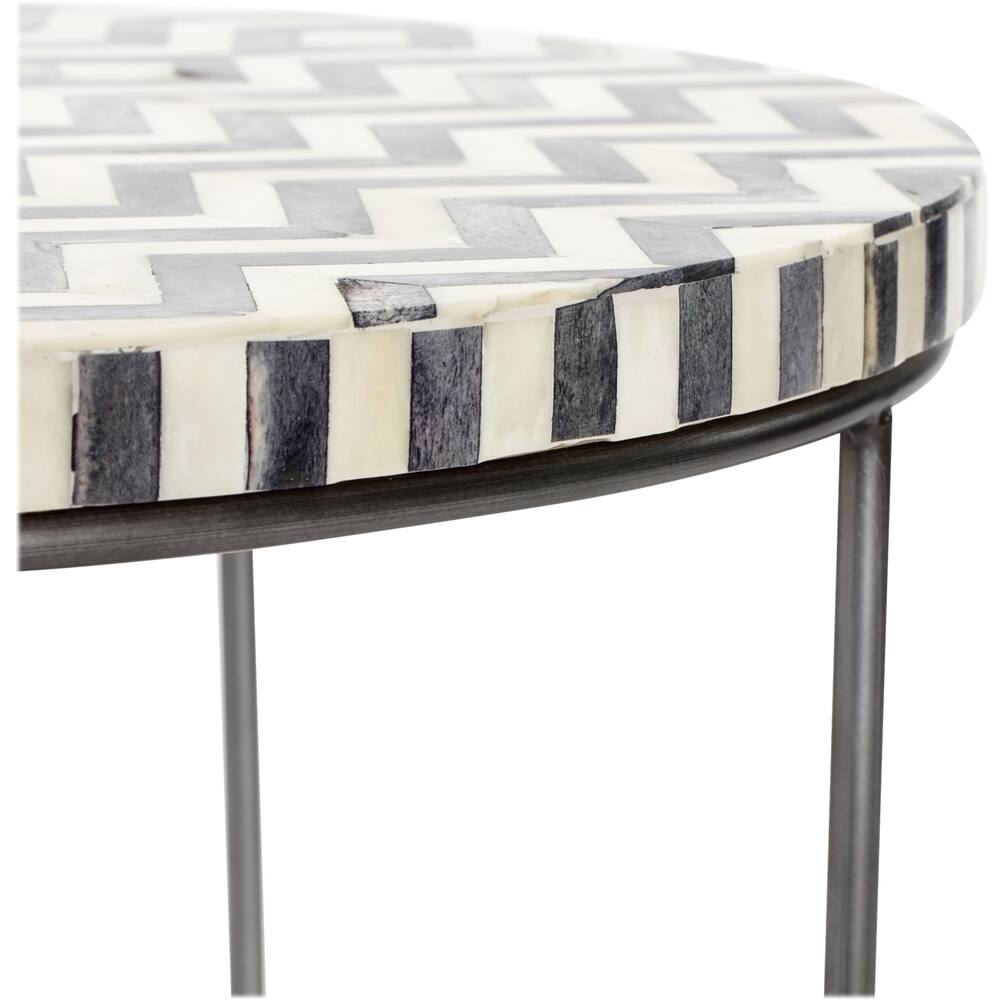 Alt View 13. Adore Decor - Zahra Round Modern Bone Side Table - Black/White.