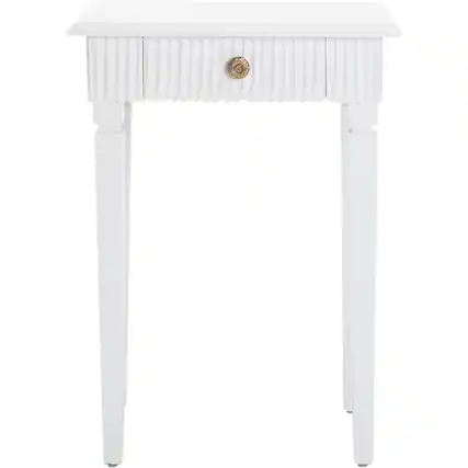 Front. Finch - Atwood Modern Wood 1-Drawer Side Table - White.