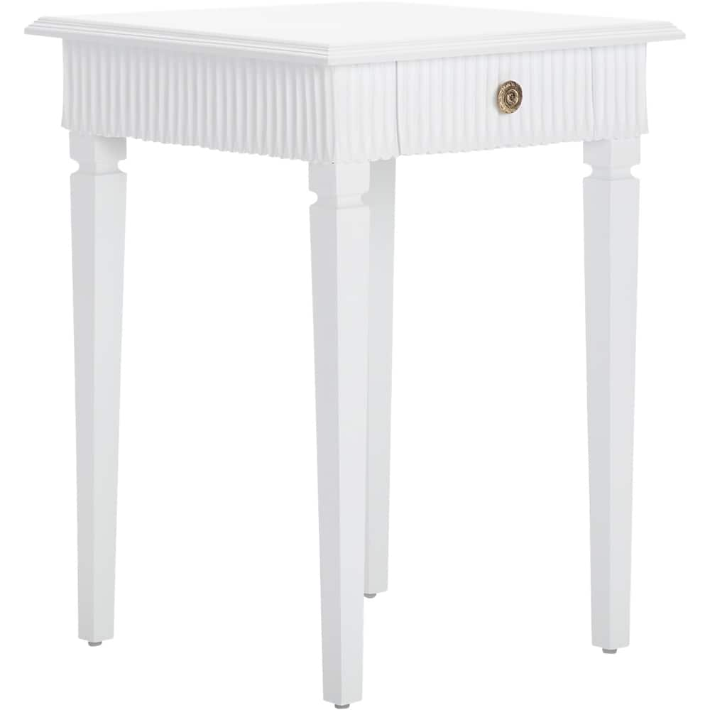 Left View: Finch - Atwood Modern Wood 1-Drawer Side Table - White