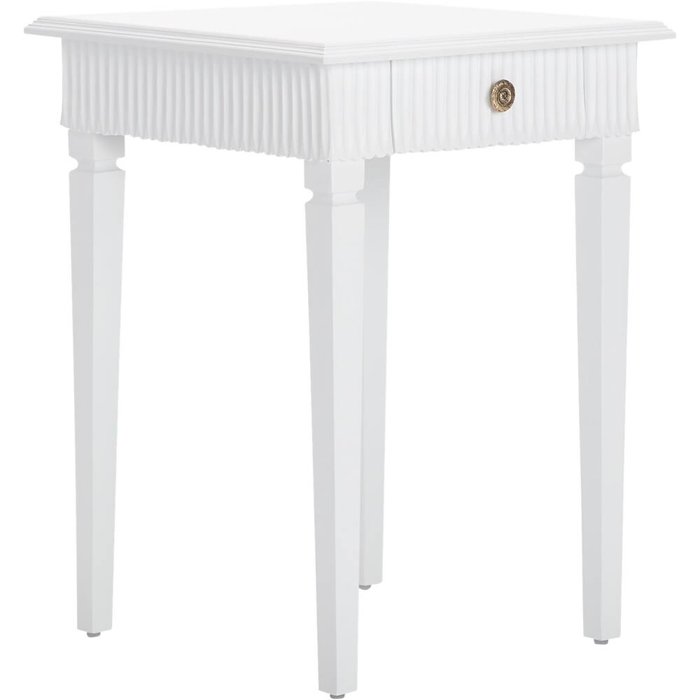 Left. Finch - Atwood Modern Wood 1-Drawer Side Table - White.