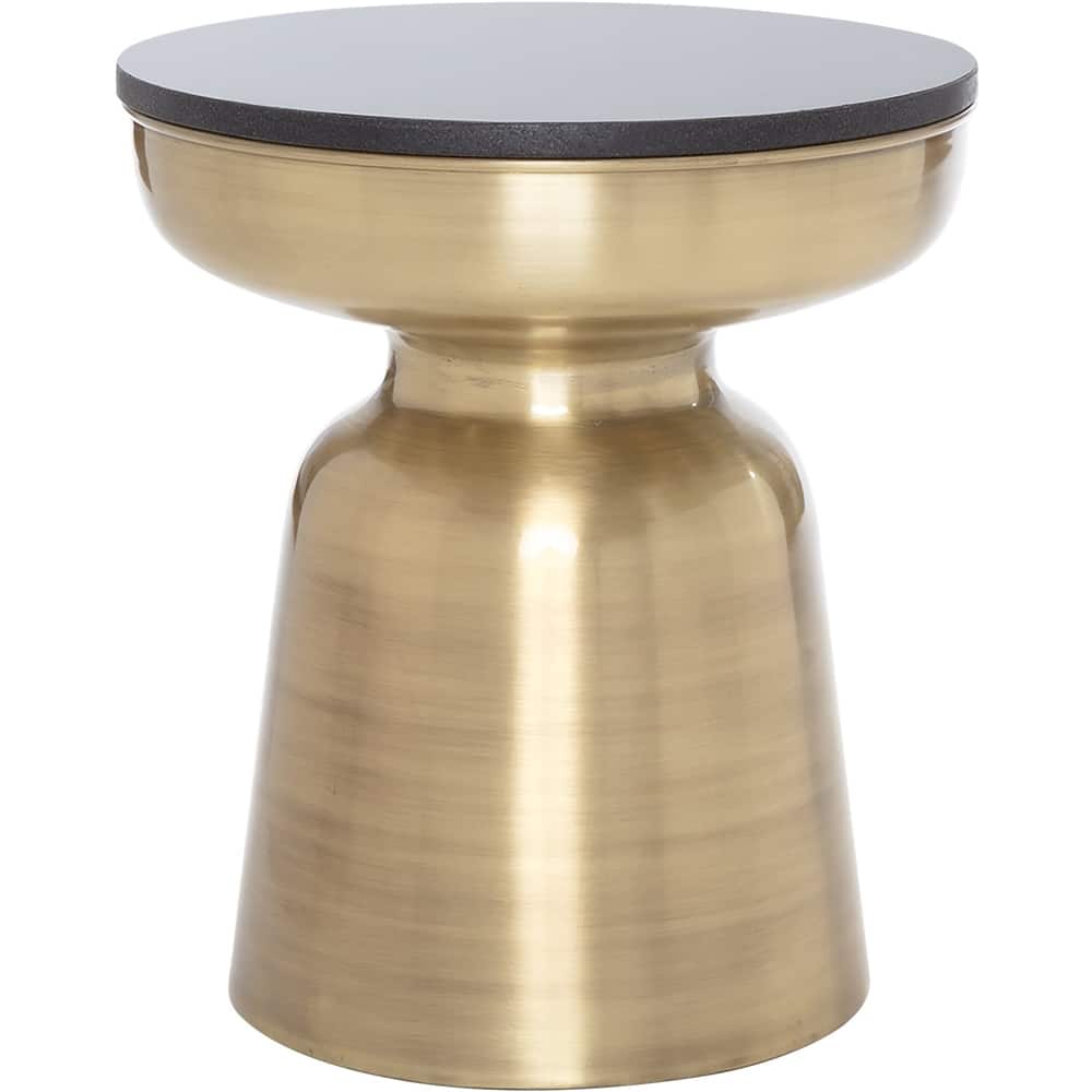 Front. Finch - Adler Round Contemporary Marble/Granite Side Table - Black.