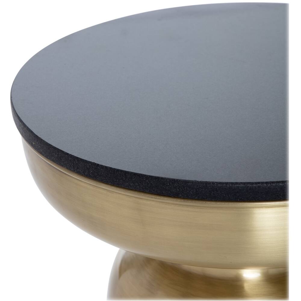 Alt View 12. Finch - Adler Round Contemporary Marble/Granite Side Table - Black.