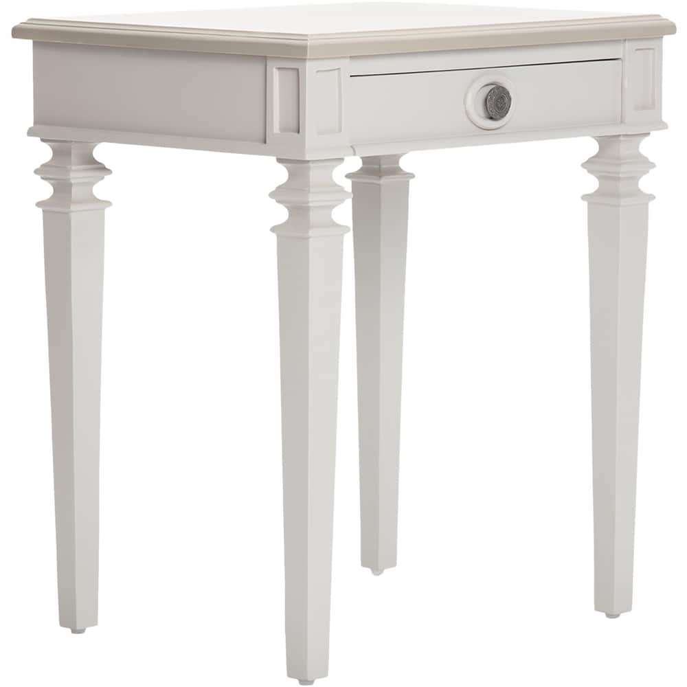 Left View: Finch - Benson Modern Wood 1-Drawer Night Stand - Light Gray