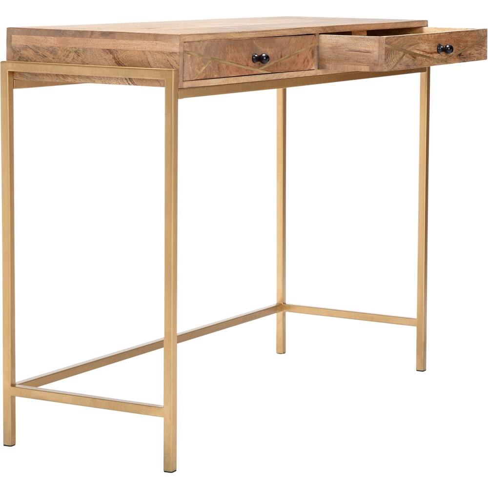 Alt View 11. Adore Decor - Sidney Modern Mango Wood 2-Drawer Console Table - Beige.