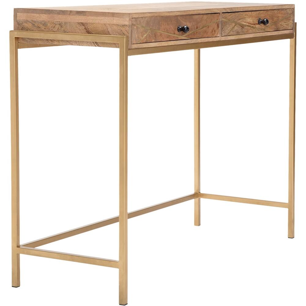 Left. Adore Decor - Sidney Modern Mango Wood 2-Drawer Console Table - Beige.