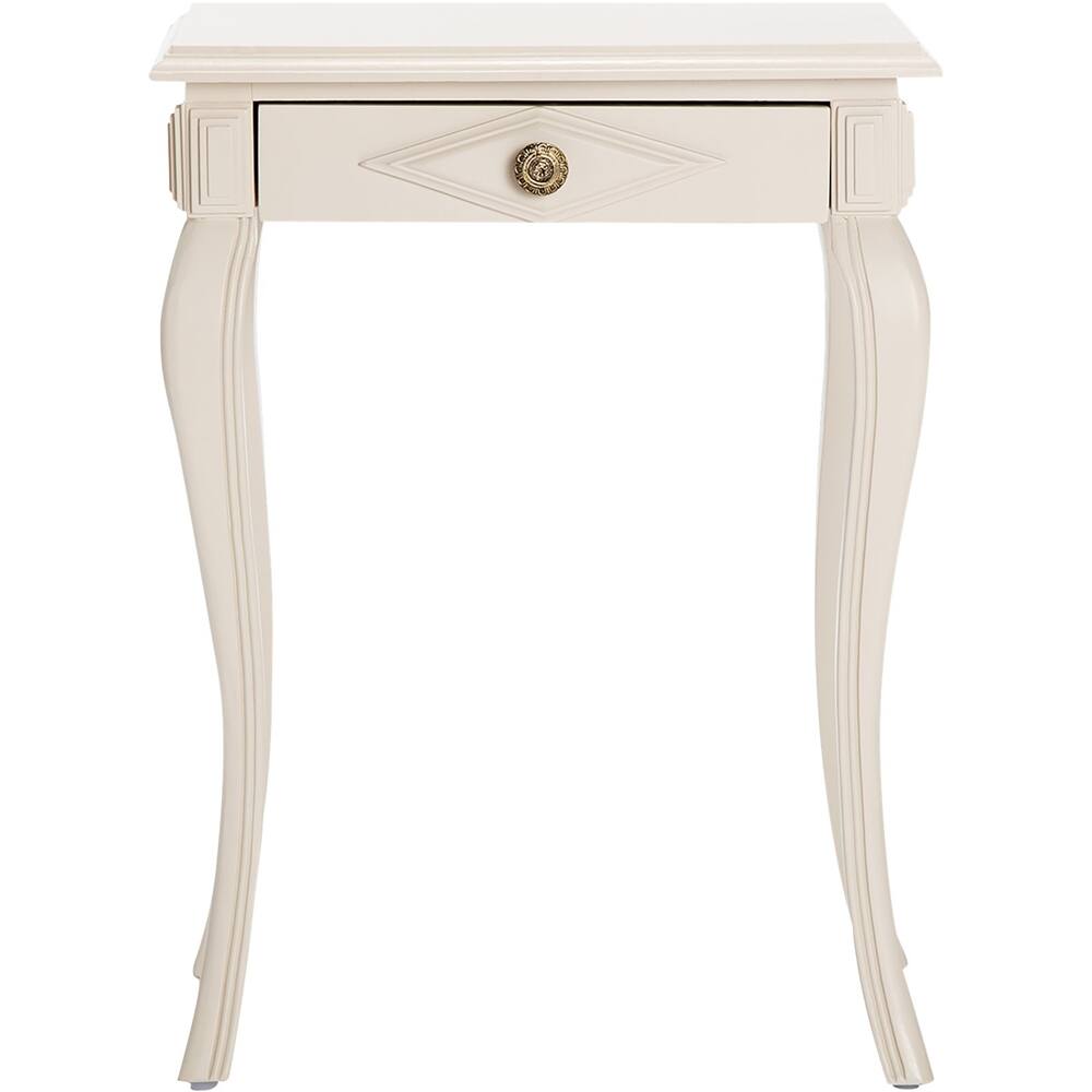 Front. Finch - Collins Wood 1-Drawer Side Table - Creamy White.