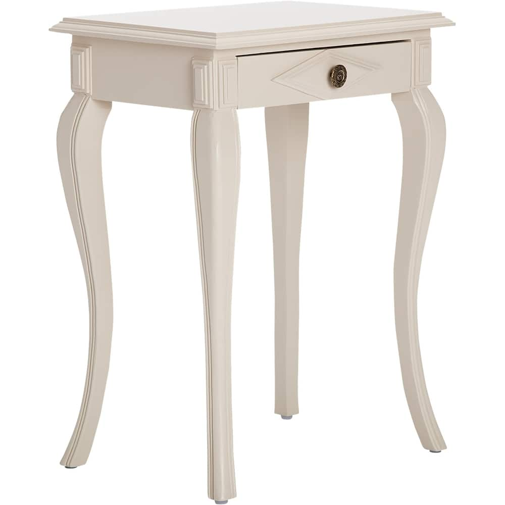 Left View: Finch - Collins Wood 1-Drawer Side Table - Creamy White