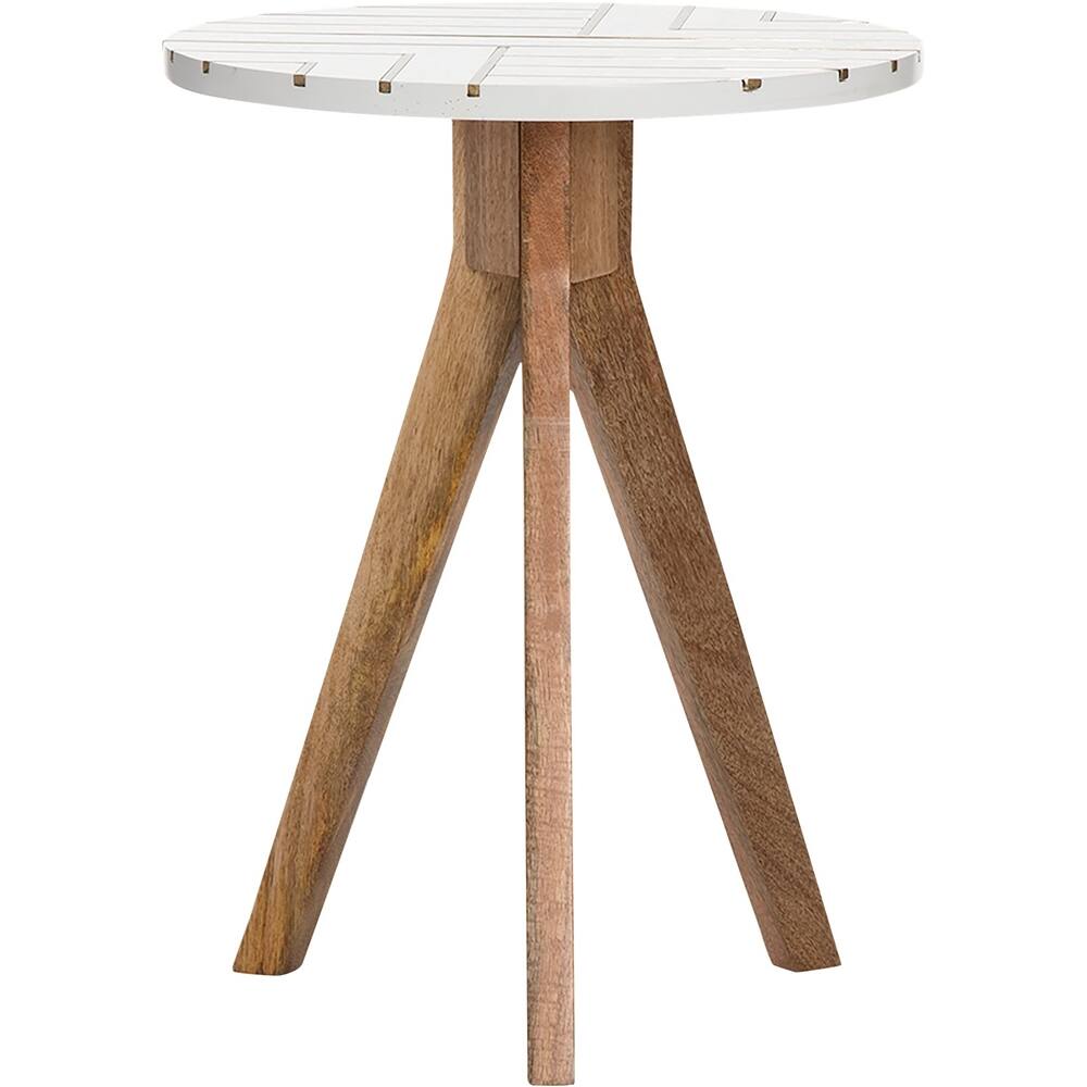 Best Buy: Adore Decor Amari Round MDF Side Table White/Brass Inlay ...