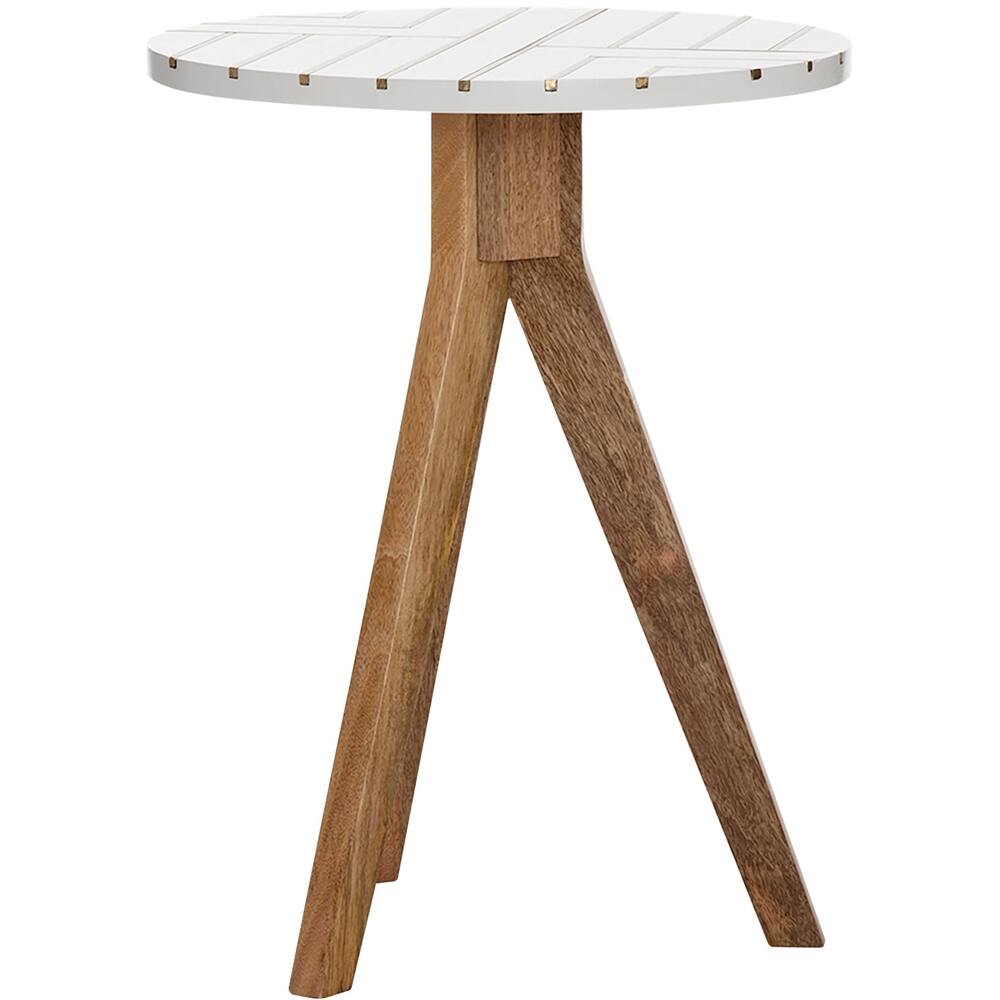 Alt View 11. Adore Decor - Amari Round MDF Side Table - White/Brass Inlay.