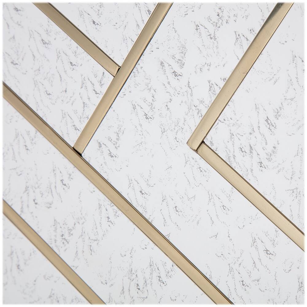 Alt View 14. Adore Decor - Amari Round MDF Side Table - White/Brass Inlay.