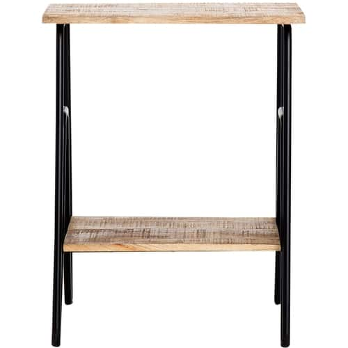 Click Decor - Cooper Modern Industrial Mango Wood Side Table - Brown