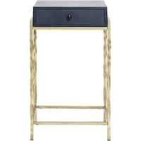 Adore Decor - Jolie Modern Solid Mango Wood 1-Drawer Accent Table - Navy Blue - Front_Zoom
