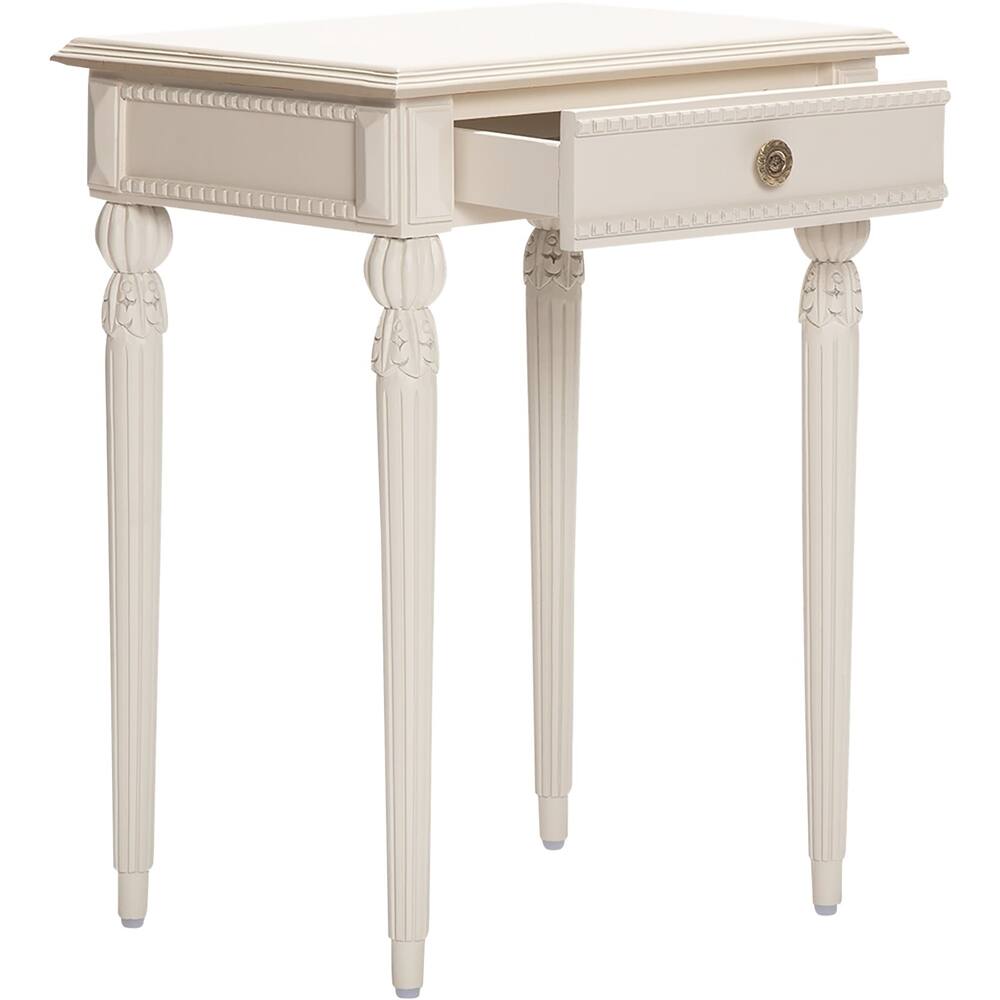 Left View: Adore Decor - Rowan Wood/Manufactured Wood 1-Drawer Side Table - Creamy White