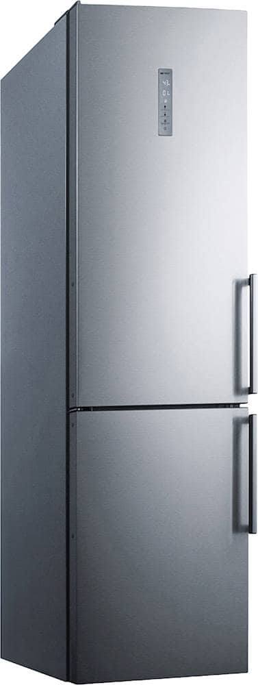 Angle View: Summit Appliance - 12.8 Cu. Ft. Bottom-Freezer Built-In Refrigerator - Stainless steel