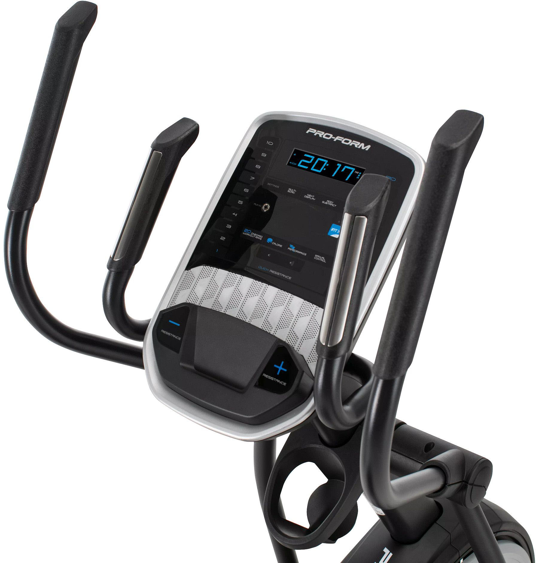 Angle View: ProForm Carbon EL Front Drive Elliptical with 19” Adjustable Stride, iFit Bluetooth Enabled