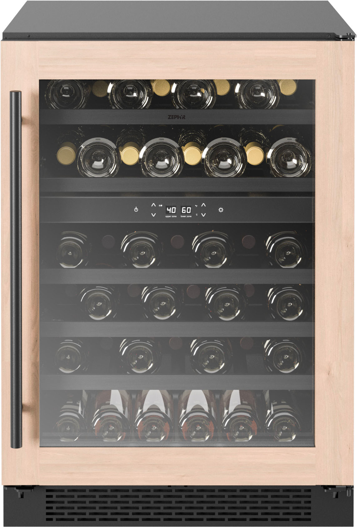 Zephyr - Presrv 24 in. 45-Bottle Dual Zone Panel-Ready Wine Cooler - Black