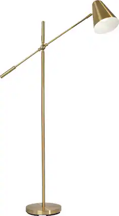 Angle. OttLite - Archer LED Floor Lamp - Satin Brass.