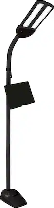 Angle. OttLite - Dual Shade LED Floor Lamp with USB Charging Station - Black.