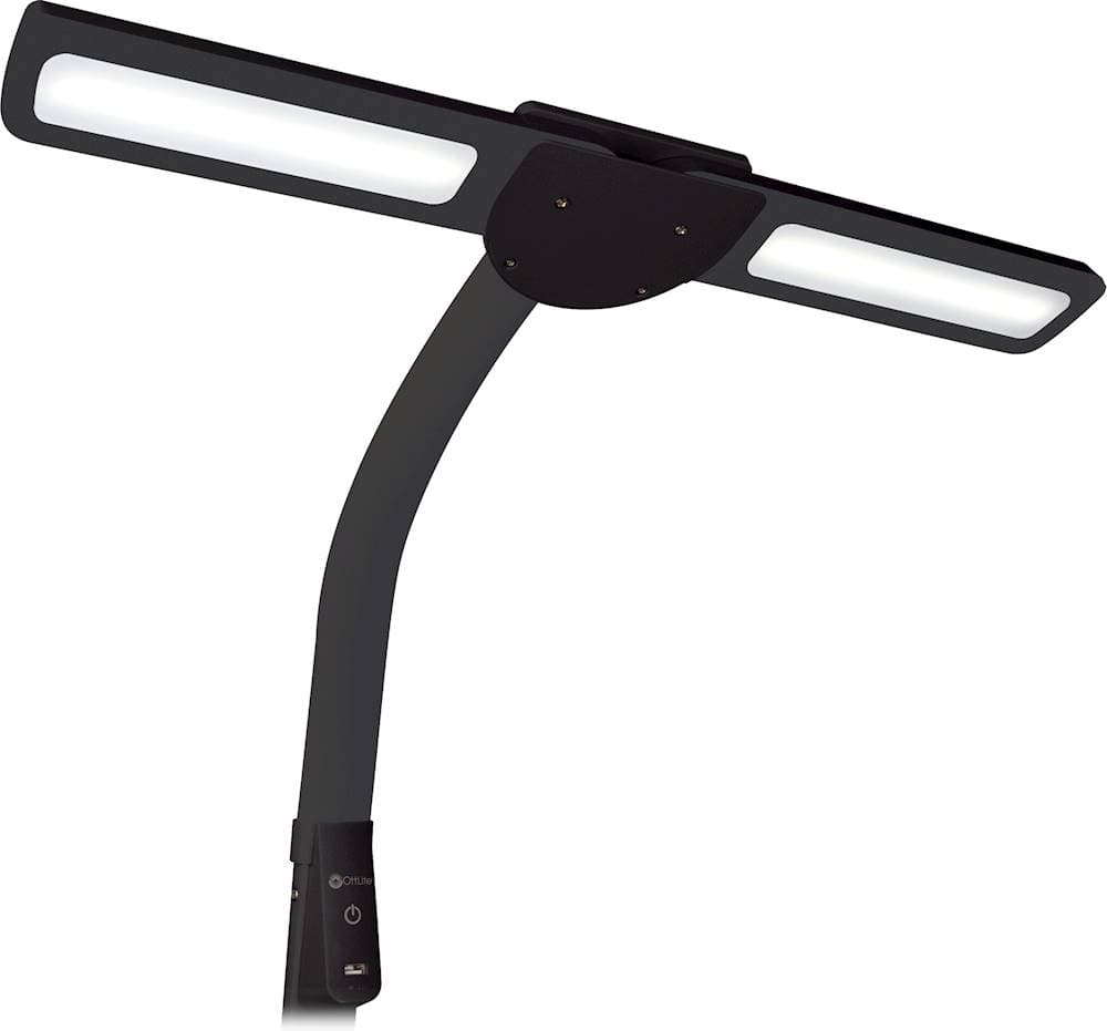 Alt View 16. OttLite - Dual Shade LED Floor Lamp with USB Charging Station - Black.