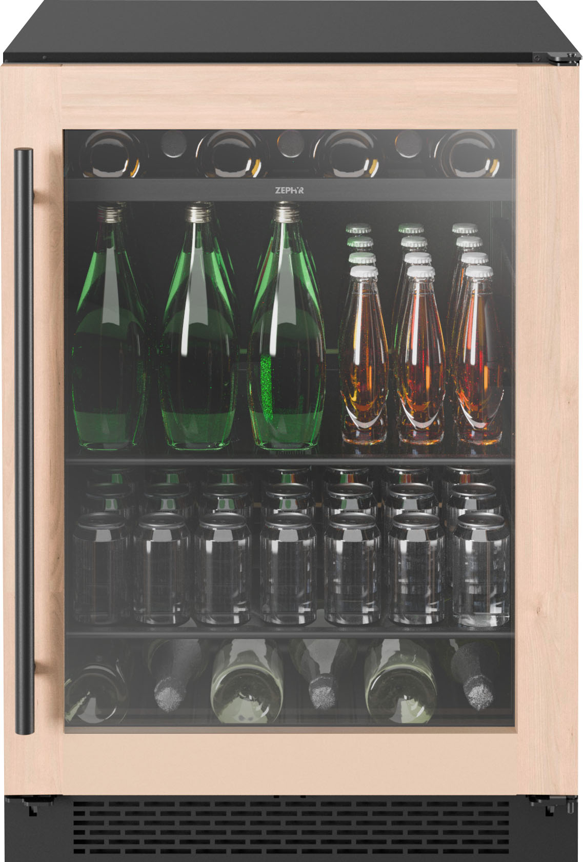 Zephyr - Presrv 24 in. 7-Bottle and 112-Can Single Zone Panel-Ready Beverage Cooler - Black