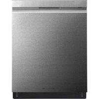LG - SIGNATURE 24" Top Control Smart Built-In Stainless Steel Tub Dishwasher with 3rd Rack, TrueSteam, and 38dba - Textured Steel - Front_Zoom
