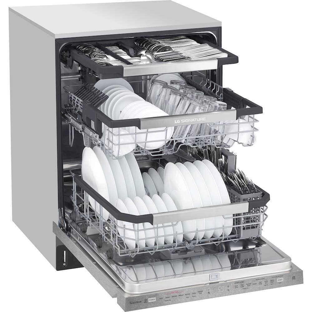 Alt View 20. LG - SIGNATURE 24" Top Control Smart Built-In Stainless Steel Tub Dishwasher with 3rd Rack, TrueSteam, and 38dba - Textured Steel.