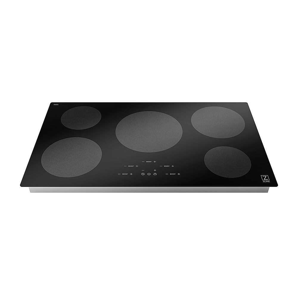Left View: GE Profile - 36" Built-In Electric Induction Cooktop - Stainless steel on black