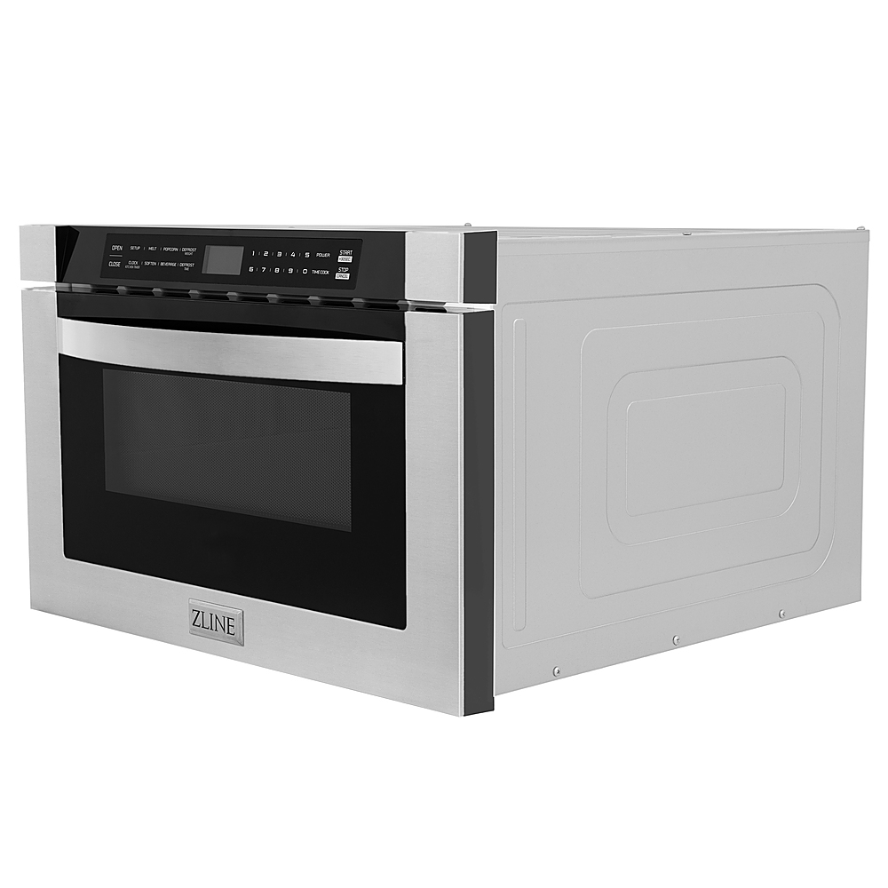 Angle View: ZLINE - 24" 1.2 cu. ft. Built-in Microwave Drawer in Stainless Steel - Silver