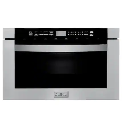 Front. ZLINE - 24" 1.2 cu. ft. Built-in Microwave Drawer in Stainless Steel - Silver.