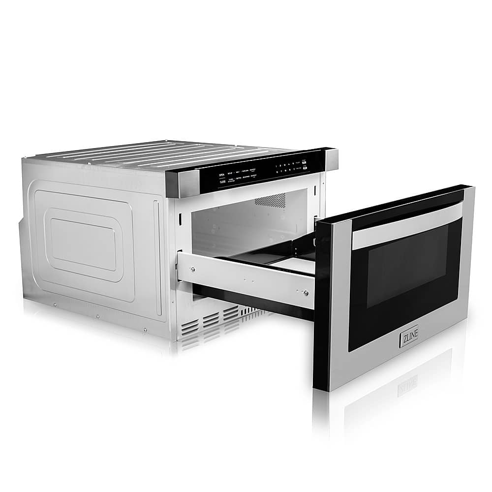 Left. ZLINE - 24" 1.2 cu. ft. Built-in Microwave Drawer in Stainless Steel - Silver.