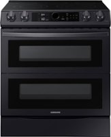 Samsung - 6.3 cu. ft. Flex Duo Front Control Slide-in Electric Range with Smart Dial, Air Fry & Wi-Fi - Black Stainless Steel - Front_Zoom