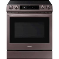 Samsung - 6.3 cu. ft. Front Control Slide-in Electric Convection Range with Smart Dial, Air Fry & Wi-Fi, Fingerprint Resistant - Tuscan Stainless Steel - Front_Zoom