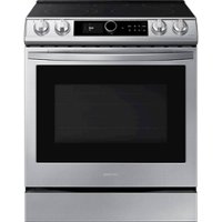 Samsung - 6.3 cu. ft. Front Control Slide-in Electric Convection Range with Smart Dial, Air Fry & Wi-Fi, Fingerprint Resistant - Stainless steel - Front_Zoom