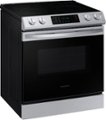Angle Zoom. Samsung - 6.3 cu. ft. Front Control Slide-in Electric Range with Convection & Wi-Fi, Fingerprint Resistant - Stainless steel.