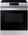Front Zoom. Samsung - 6.3 cu. ft. Front Control Slide-in Electric Range with Convection & Wi-Fi, Fingerprint Resistant - Stainless steel.