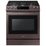 Samsung - 6.0 Cu. Ft. Front Control Slide-in Gas Range with WiFi, Smart Dial & Air Fry - Tuscan Stainless Steel - Front_Standard