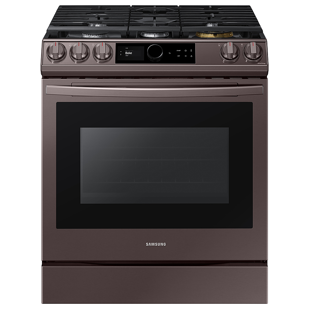 Samsung - 6.0 Cu. Ft. Front Control Slide-in Gas Range with Smart Dial, Air Fry & Wi-Fi, Fingerprint Resistant - Tuscan stainless steel