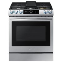 Samsung - 6.0 Cu. Ft. Front Control Slide-in Gas Range with Smart Dial, Air Fry & Wi-Fi, Fingerprint Resistant - Stainless Steel - Front_Zoom