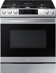 Samsung - 6.0 cu. ft. Front Control Slide-In Gas Convection Range with Air Fry & Wi-Fi, Fingerprint Resistant - Stainless steel - Front_Zoom