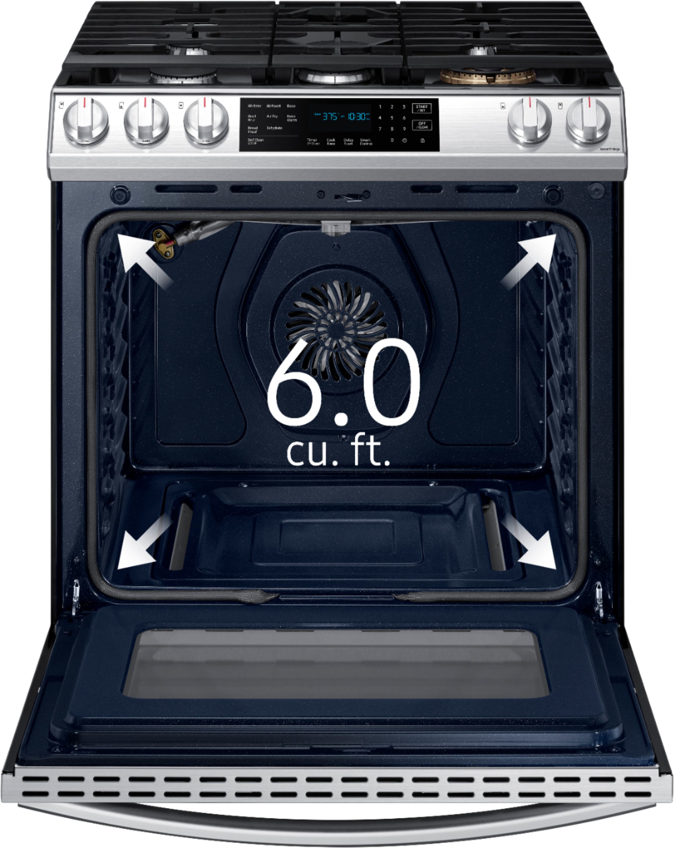 Samsung - 6.0 cu. ft. Front Control Slide-In Gas Convection Range with Air Fry & Wi-Fi, Fingerprint Resistant