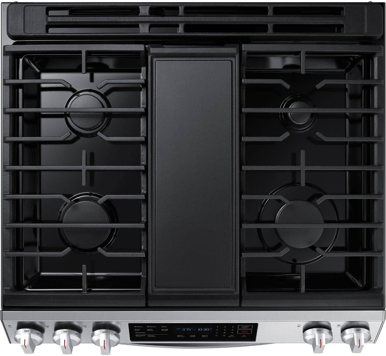 Alt View 13. Samsung - 6.0 cu. ft. Front Control Slide-In Gas Range with Convection & Wi-Fi, Fingerprint Resistant - Stainless Steel.