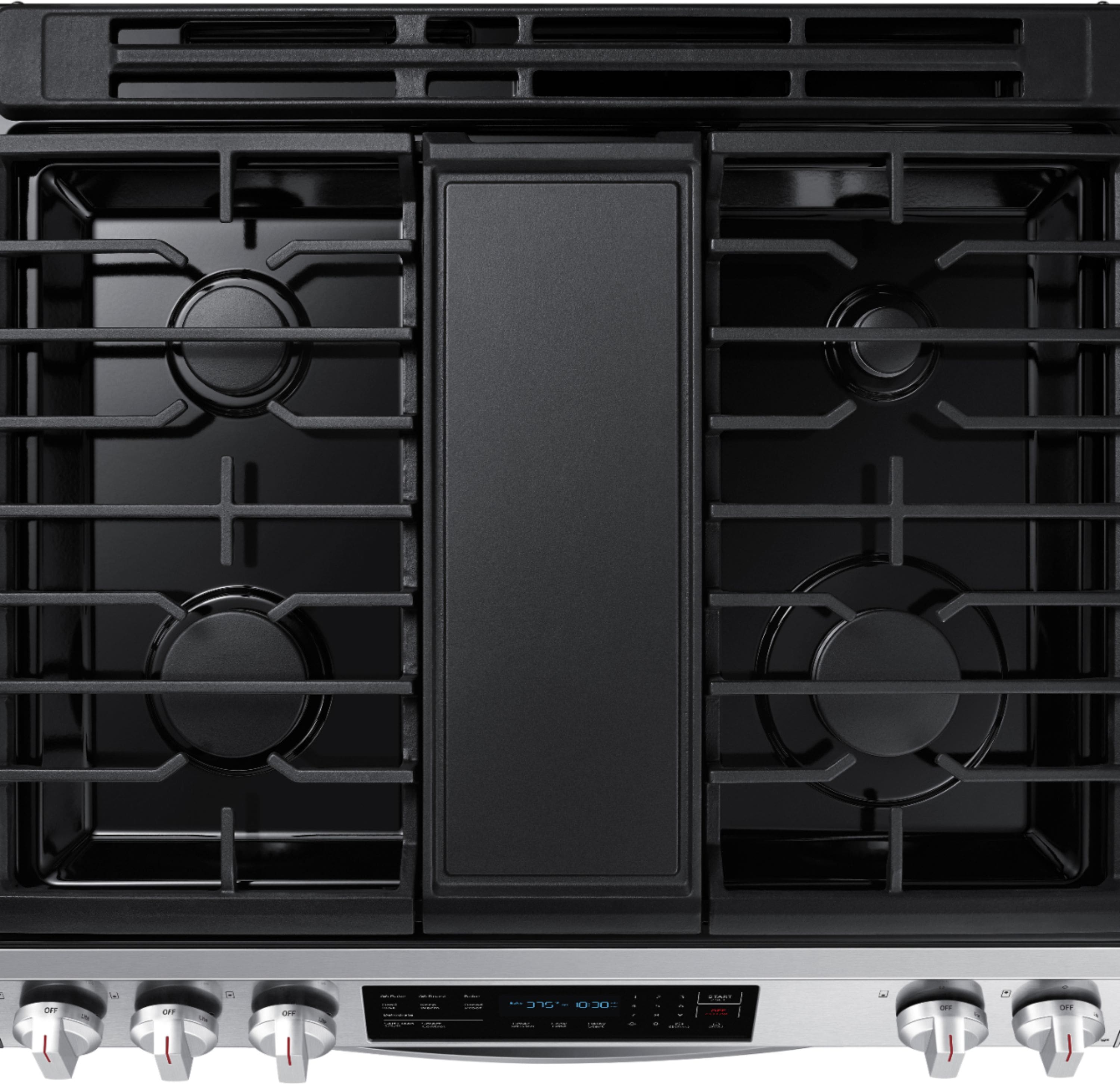 Alt View 16. Samsung - 6.0 cu. ft. Front Control Slide-In Gas Range with Convection & Wi-Fi, Fingerprint Resistant - Stainless Steel.